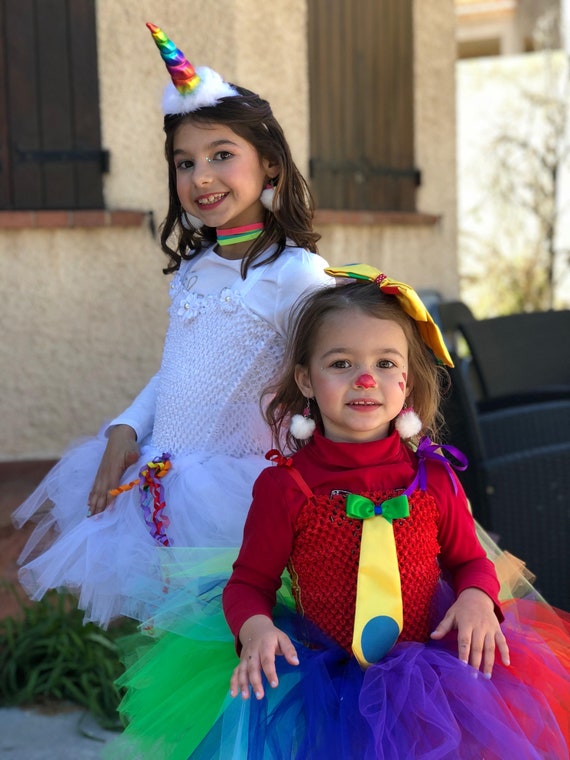 Costume da pagliaccio bambino, tutù neonato in tulle multicolore -   Italia