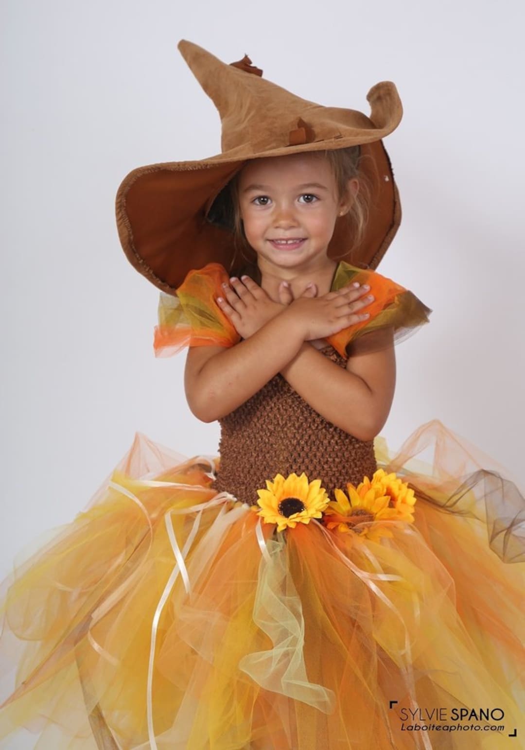 Disfraz de niño espantapájaros, vestido de tutú en los colores del otoño -   México