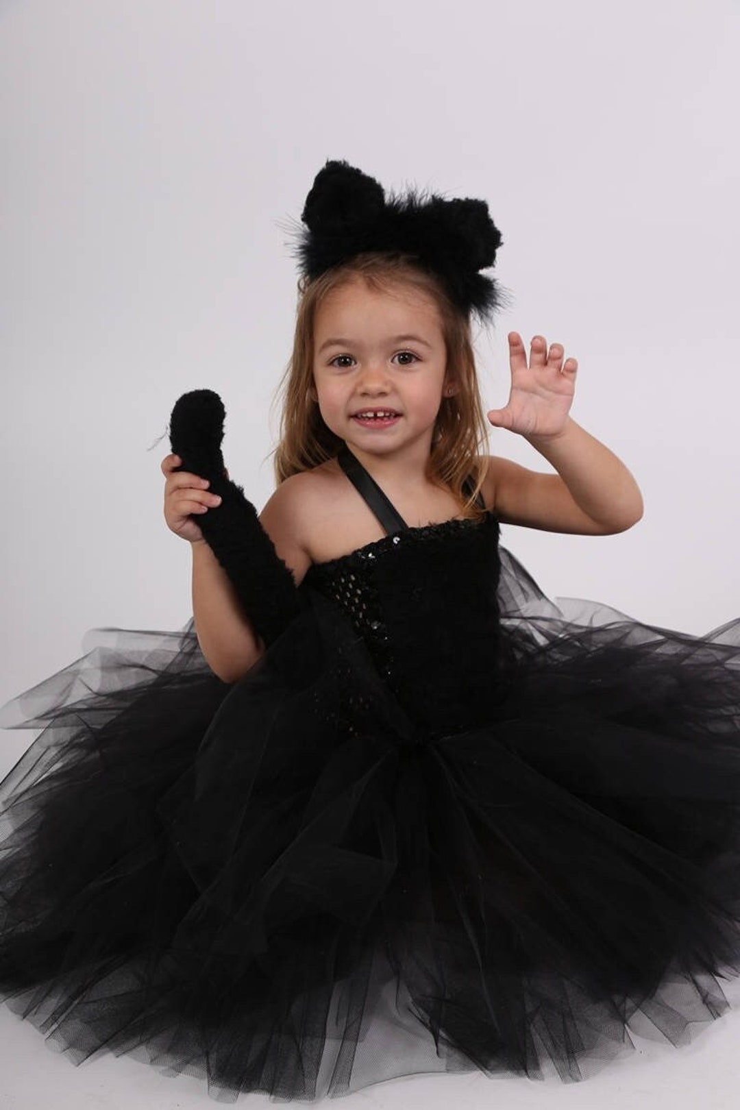 Kids Costume, Black Panther Costume, Tulle and Stretchy Crochet