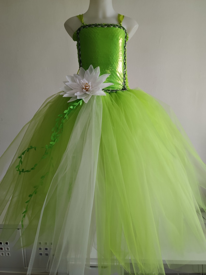 Princess dress, princess Tiana costume, tutu dress for children sizes 1 to 8 years: birthday gift, wedding, carnival costume... image 3