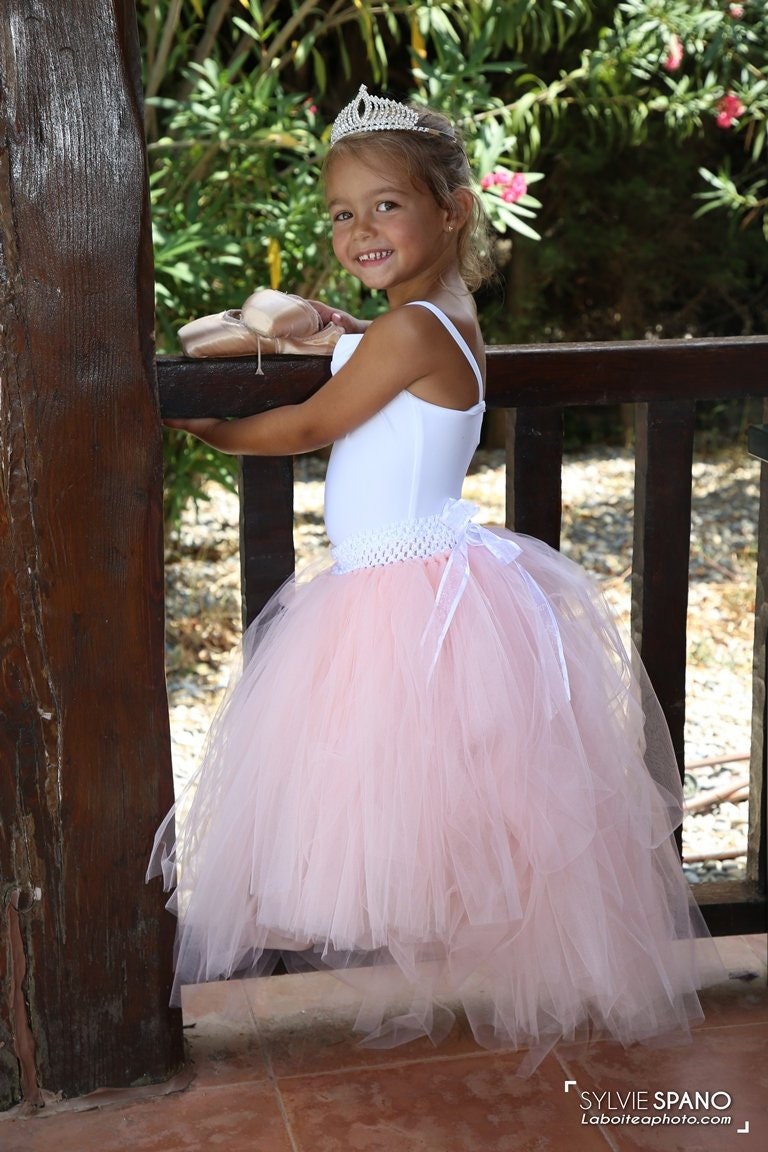 Jupe tutu fille fleur, jupe en tulle longue de cérémonie pour petite  princesse, couleurs au choix -  France