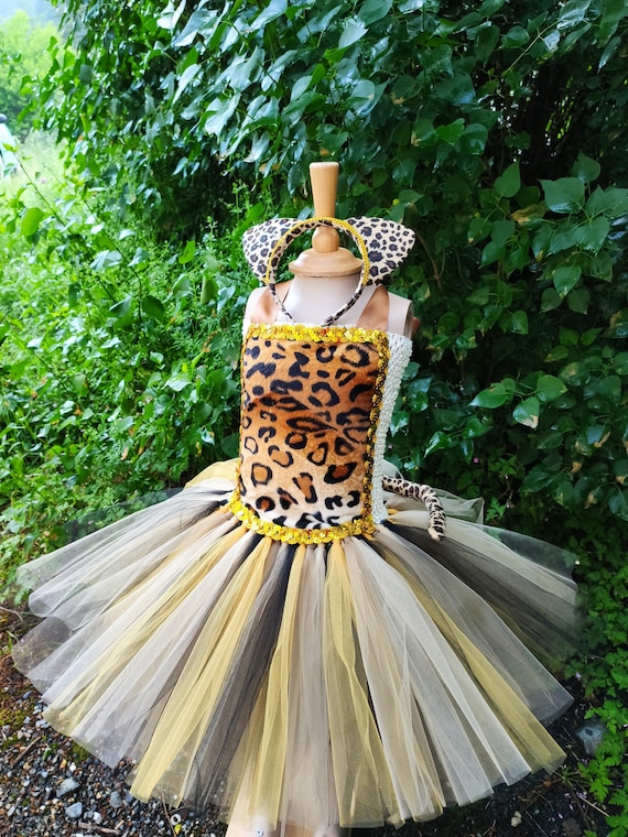 COSTUME VESTITO ABITO TRAVESTIMENTO CARNEVALE BAMBINA LEOPARDO BALLERINA  (anni 03/04)