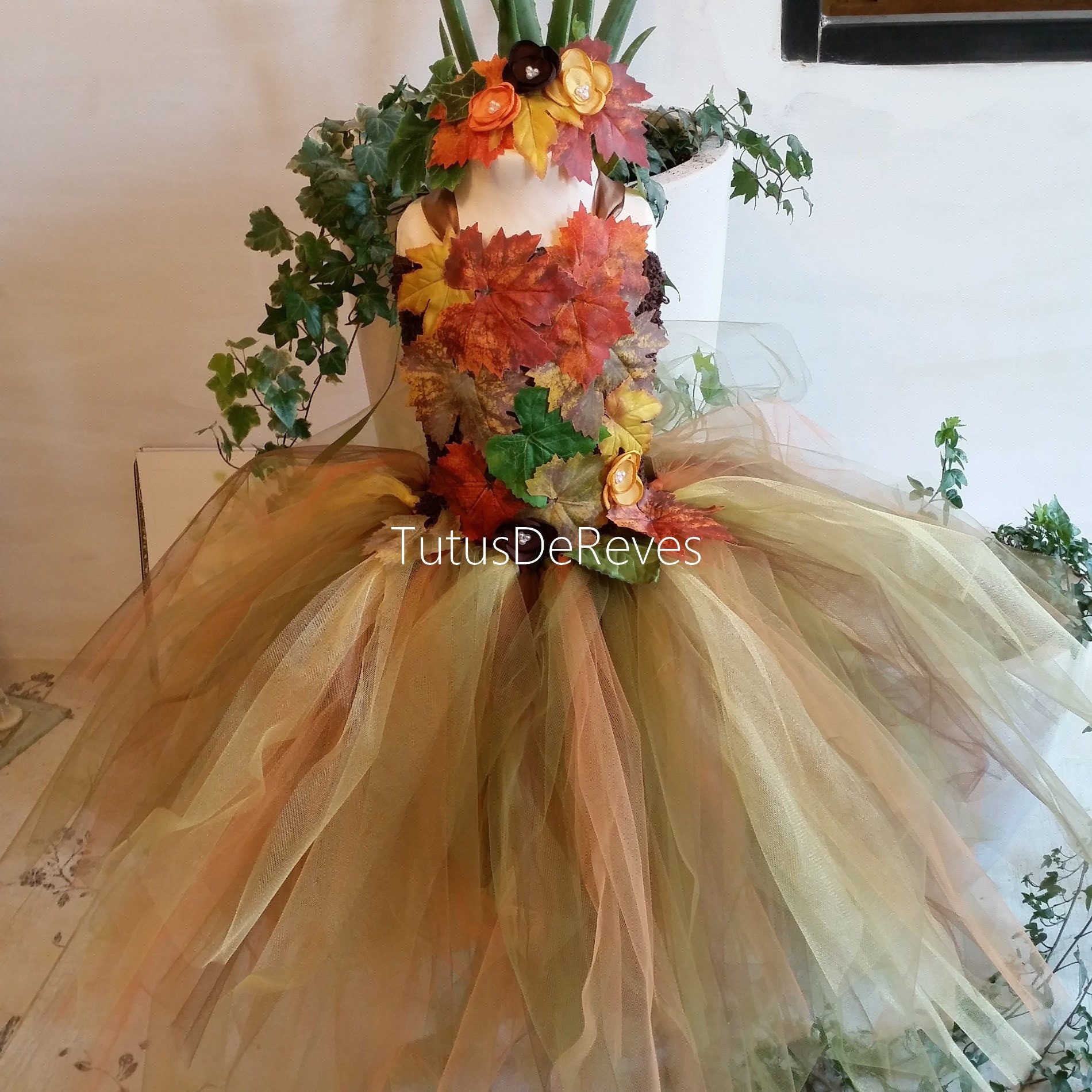 Costume Da Fata Del Bosco Per Bambina, Abito In Tulle Verde A Strati Con Gonna A Foglie, Chiusura A Strappo, Taglia 140