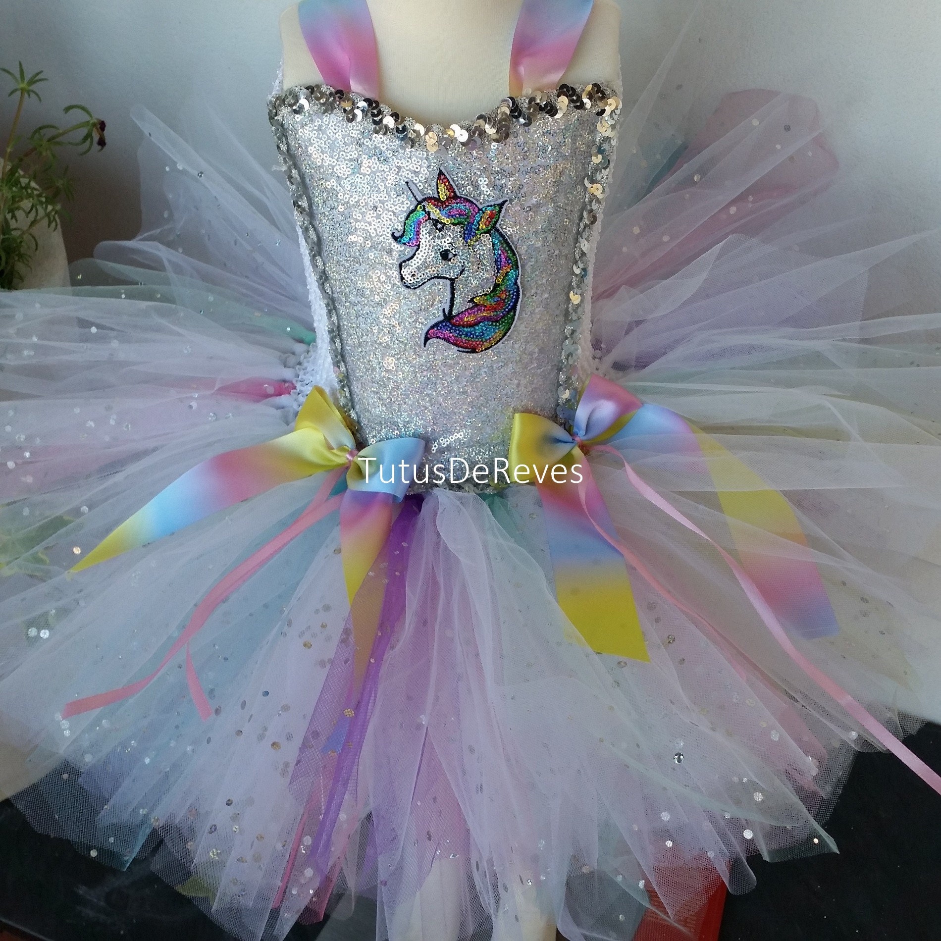 Robe de lueur de licorne de Noël de fille avec bandeau de cheveux fête  d'anniversaire avec Led Mesh Fleur Tutu Robes Princesse Cosplay Costumes