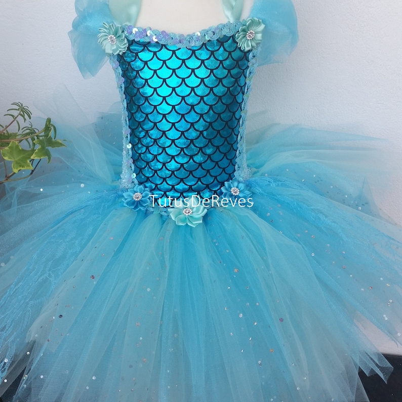 Carnival Little mermaid costume birthday gift stage costume baby and girl tutu dress mermaid headband choice of length