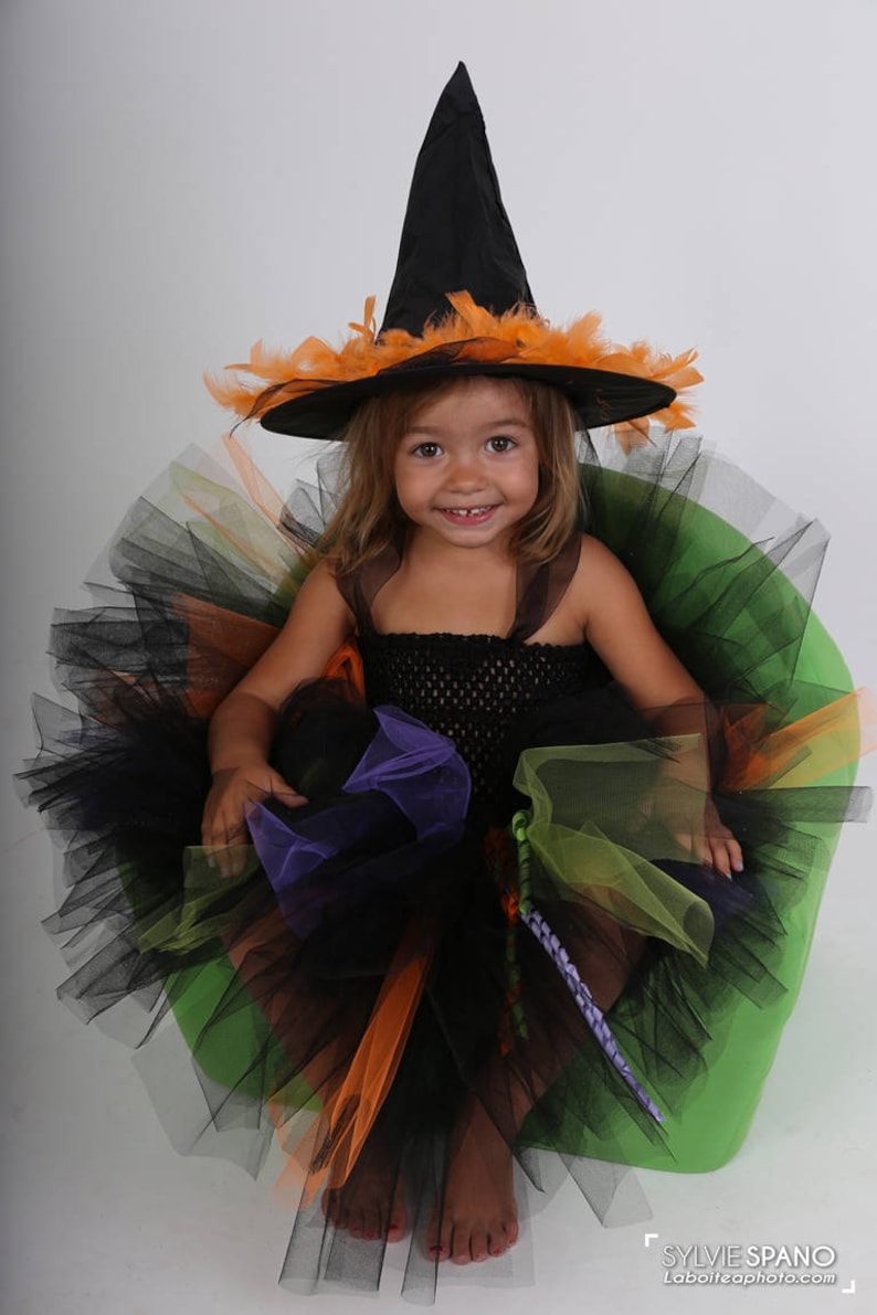 Ensemble De Déguisement De Sorcière D'Halloween Pour Enfants | Costume D' Halloween De Sorcière Avec Chapeau, Sac à Main – Jupe Tutu Violet Fovolat