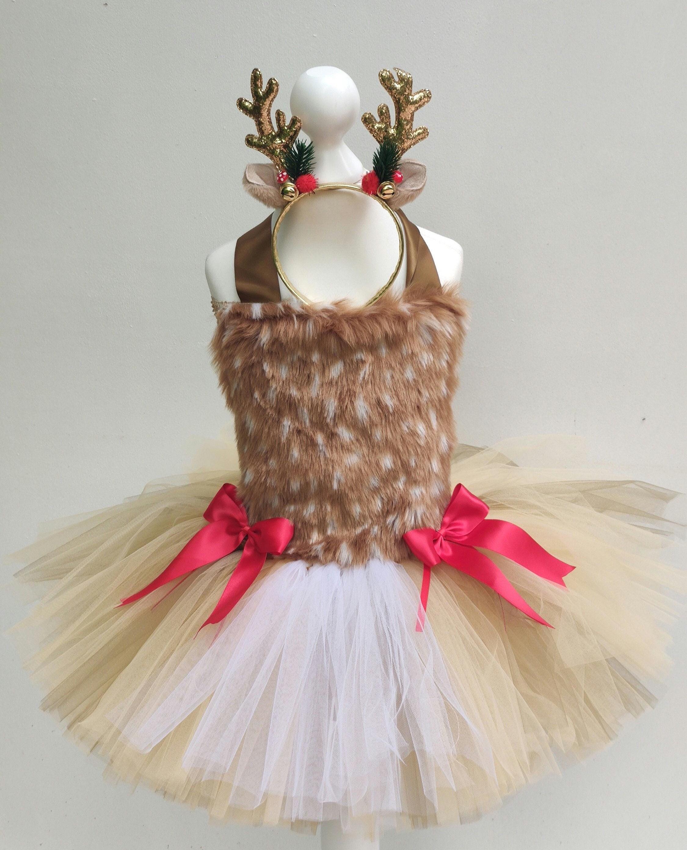 Hifot kostuum rendier voor kinderen, haarband rendier met tutu rok voor meisjes, dierlijke cosplay voor Halloween, Kerstmis, carnaval