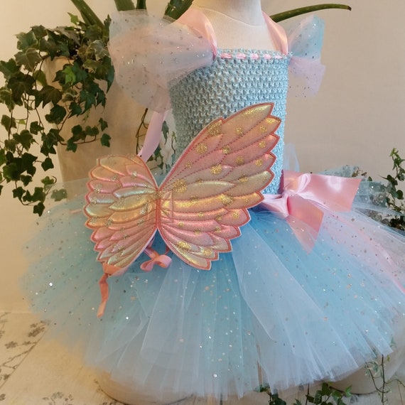 Vestido tutu bebe disfraz de hada infantil en tul azul y rosa con alas Etsy Mexico