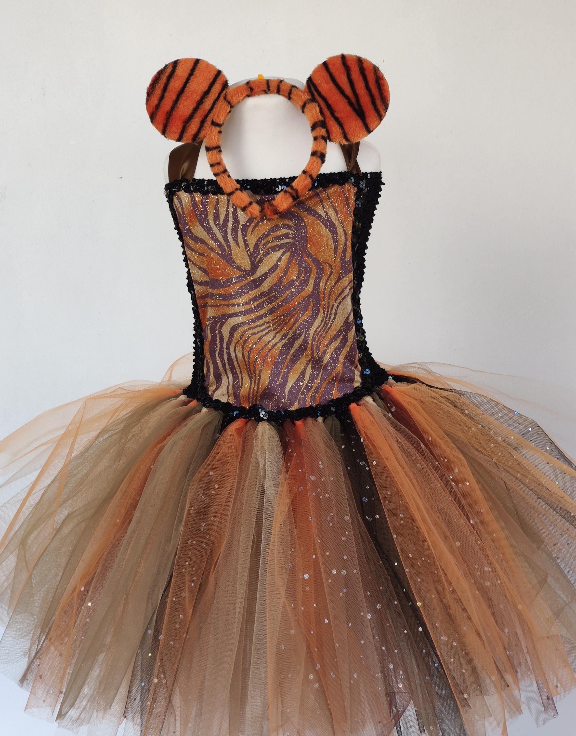 tiger dress Costume, Tutu With Accessories, Children's Sizes 1-10 Years, Halloween, Costume Party, Children's Gift tyla tiger dress VTG 90s Talbots Border CORSET-MINI Casual dresses A vibrant Color:Cracked Smoked Black Veneer