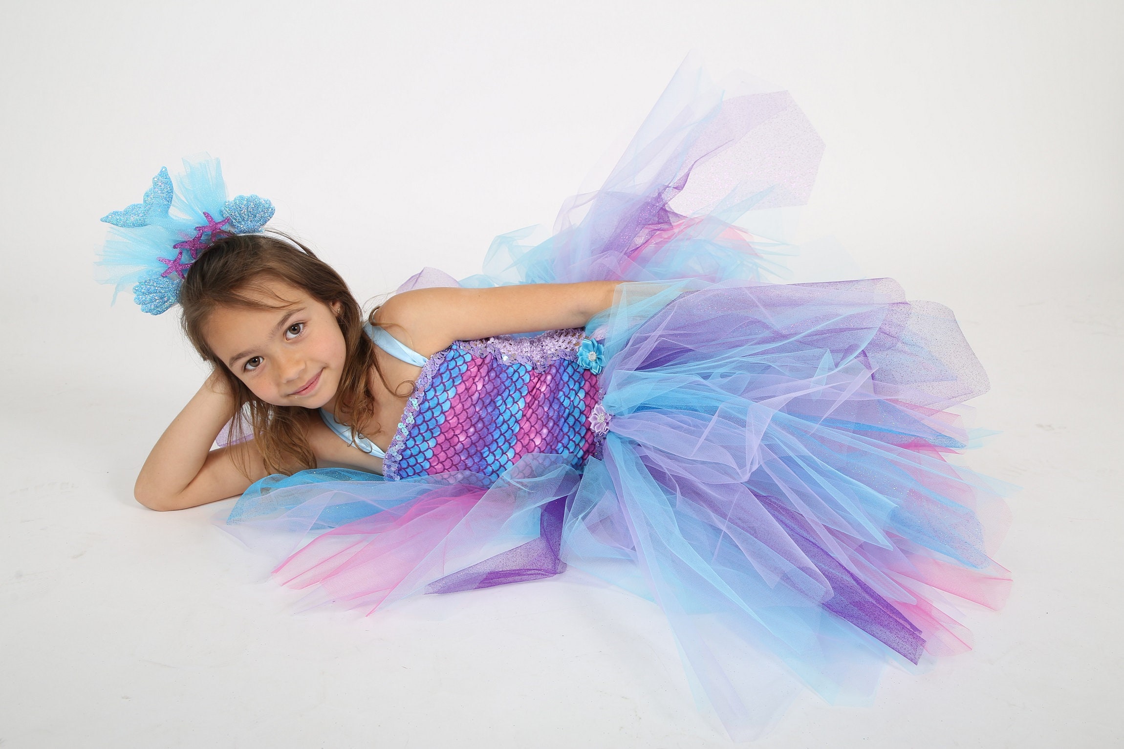 Acheter Costume de petite sirène pour filles, robe de princesse  d'anniversaire et d'halloween pour enfants, vêtements de fête d'été pour  carnaval 3-10T