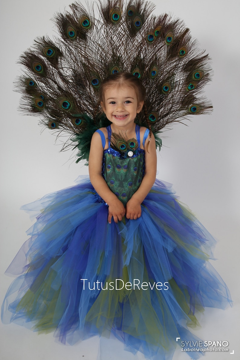 Ulikey Déguisement Paon Femme, Costume De Paon Avec Jupe En Tulle Bleu Vert, 10pcs Plumes De Paon, Poignets Plumes Pour Carnaval, Cosplay Paon, Fête à Thème (Adultes-A