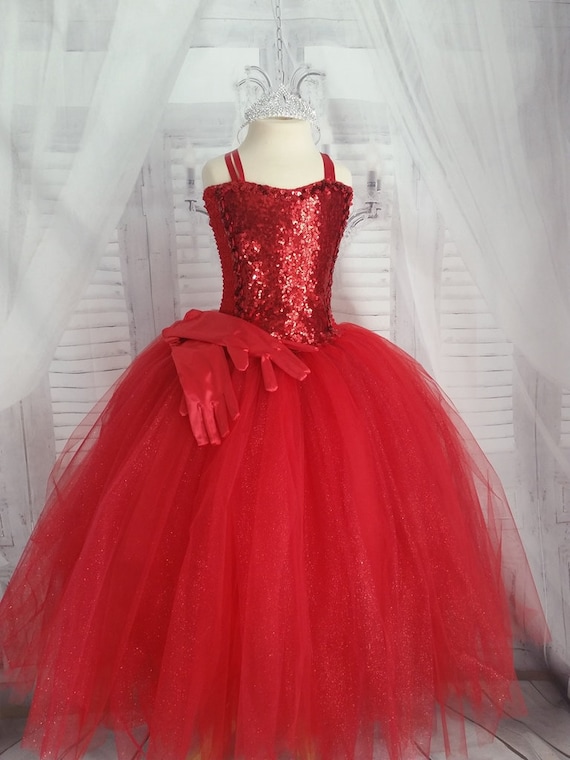 Robe tutu rouge de princesse en tulle et tissu sequin un cadeau pour votre fille Etsy France
