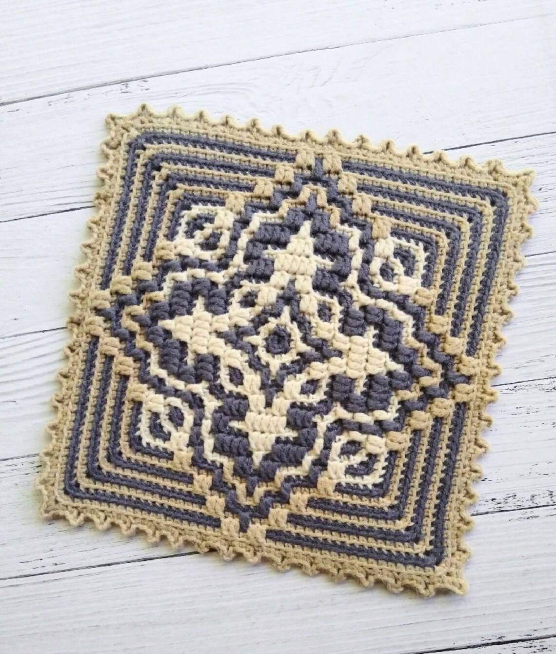 CHART and PATTERN for Afghan Block Overlay Mosaic Crochet Etsy