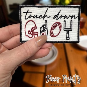 Embroidered Touchdown Football Patch - Iron On Applique (2.5x3