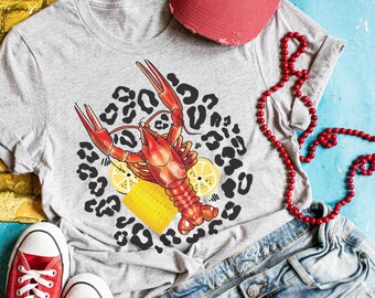 Crawfish Leopard Shirt. Crawfish Party Shirt. Crawfish Season. Love Crawfish Tee. Crawfish Shirt for Women. Crawfish Boil. Cajon Boil Tee.