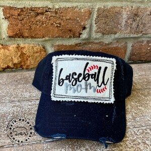 Baseball Mom Embroidered Hat. Baseball Mom Baseball Hat. Embroidered Rag Patch Band Hat. High School Baseball Hat. Distressed Baseball Hat