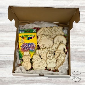 DIY Wood Ornament for Kids. 10 Wood Ornaments. Kids Christmas DIY Kit. Color Your Own Ornament Set