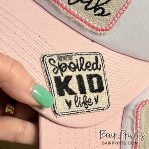 Parche bordado de niño mimado. Parche para gorra de niña. Parche para barra de sombreros. Parche bordado para gorra con adhesivo.