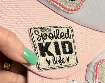 Parche bordado de niño mimado. Parche para gorra de niña. Parche para barra de sombreros. Parche bordado para gorra con adhesivo.