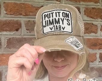 Put it On My Husbands Tab Embroidered Hat. Custom Rag Patch Hat. Womens Trucker Hat. Womens Snarky Hat. Gift for Wife. Newlywed Gift