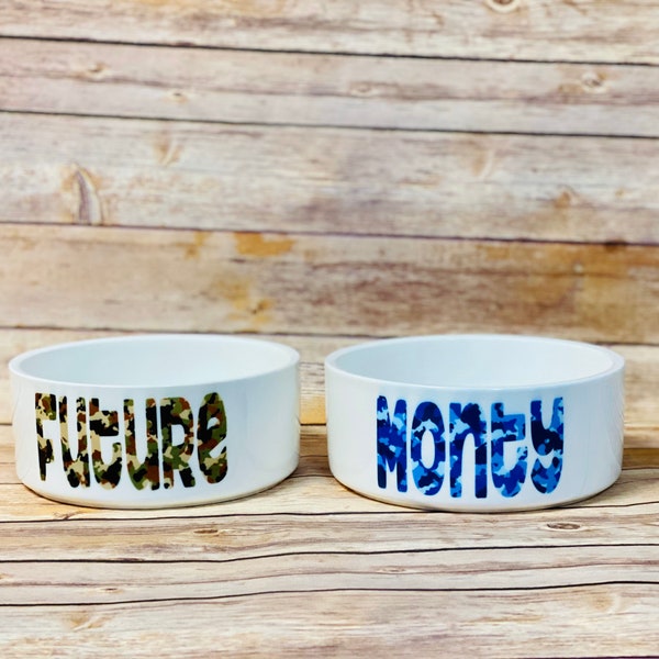 Pink Camo Dog Bowl Etsy