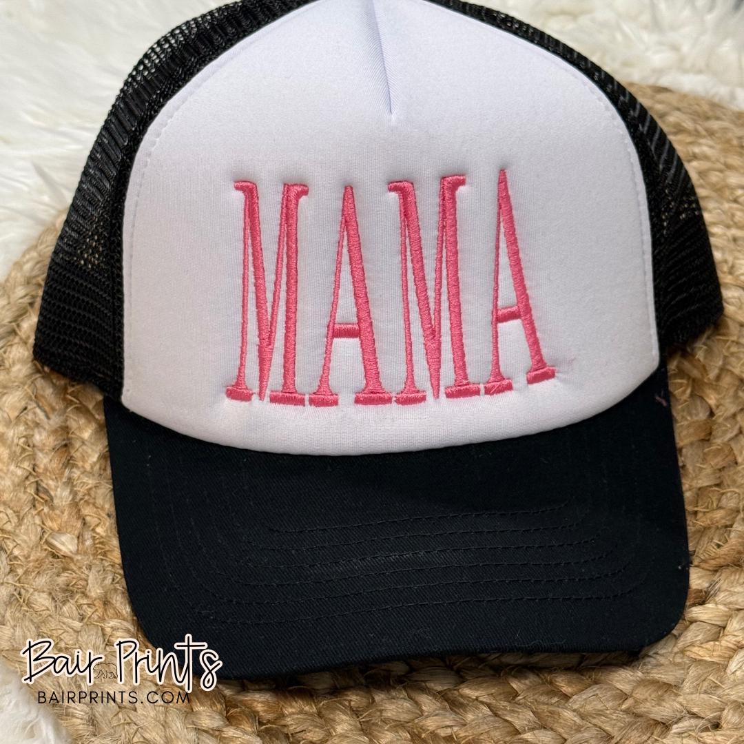 Trendy MAMA Embroidered Trucker Hat Snapback Baseball Cap for Mom Gifts Mama Hat | 5 Panel Two Tone Hat | Snapback Trendy Hat | Mama  main image 2