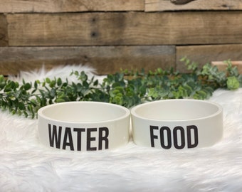Small Food and Water Pet Bowl Set. Cat Food Bowl. Ceramic Dog Bowl. Custom Dog Dish. Personalized Dog Bowl. Small Ceramic Pet Bowl.