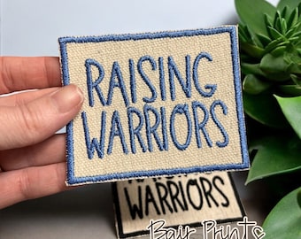 Raising Warriors Embroidered Patch. Hat Patch. Hat Bar Accessories. Mom Hat Patch. Iron On Patch for Mom Hat.