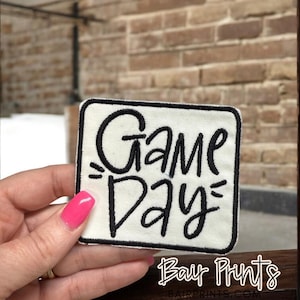 Game Day Embroidered Patch. Iron On Game Day Hat Patch.