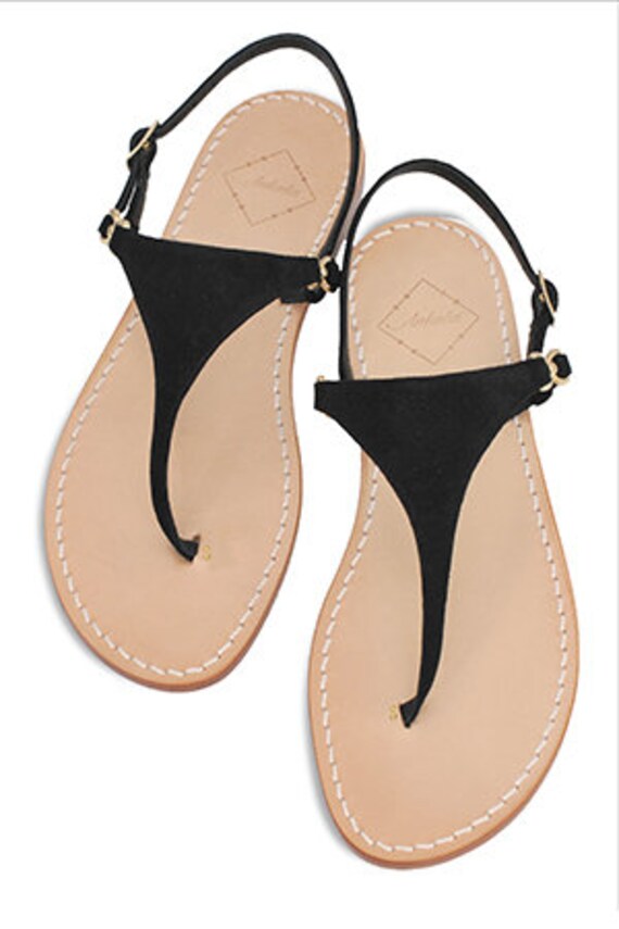 ladies black flat sandals