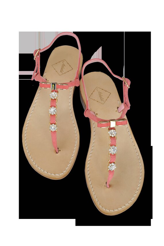 coral suede sandals