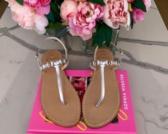 Silver Flat Leather Sandals
