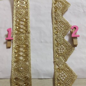 Garniture indienne dorée, embellissement, beau ruban de 1 1/4 pouces de large, couture ethnique, artisanat de mariage, bordure Saree par 1 yard