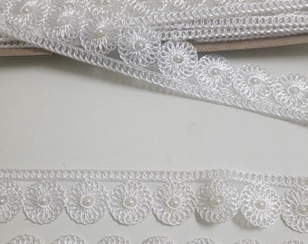 White Indian Trim Wear Emblishment net material Beautiful Ribbon 1.25" wide Ethnic Sewing Craft Wedding attractive Saree Border by 1 yard