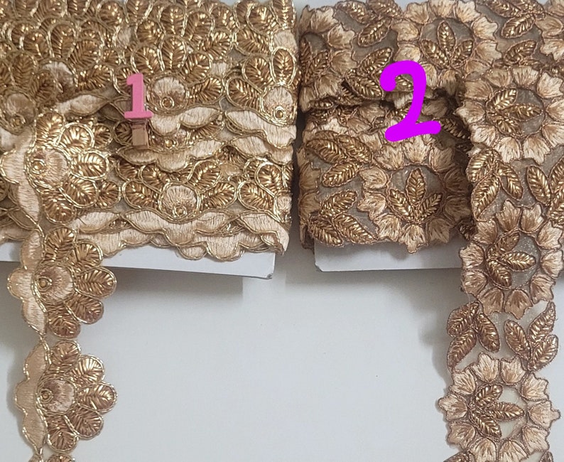 Rose Gold Indian Trim Wear Beautiful Ribbon between 2 to 2.1/4 inches wide Ethnic Sewing Craft Wedding attractive Border by 1 yard image 7