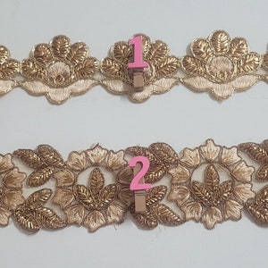 Rose Gold Indian Trim Wear Beautiful Ribbon between 2 to 2.1/4 inches wide Ethnic Sewing Craft Wedding attractive Border by 1 yard image 2