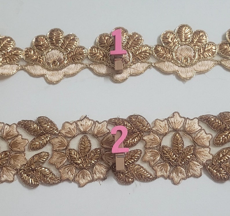 Rose Gold Indian Trim Wear Beautiful Ribbon between 2 to 2.1/4 inches wide Ethnic Sewing Craft Wedding attractive Border by 1 yard image 2