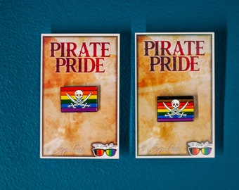 Jolly Roger Pirate Pride Flag Enamel Pin | LGBTQ+ Pirate Jolly Roger Flag | Queer Gift for Pride
