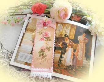 Grand Marque-pages de Style Shabby chic " Cascade de Roses "