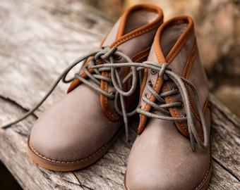 Charcoal Leather Toddler Boots | Unisex Vintage Style