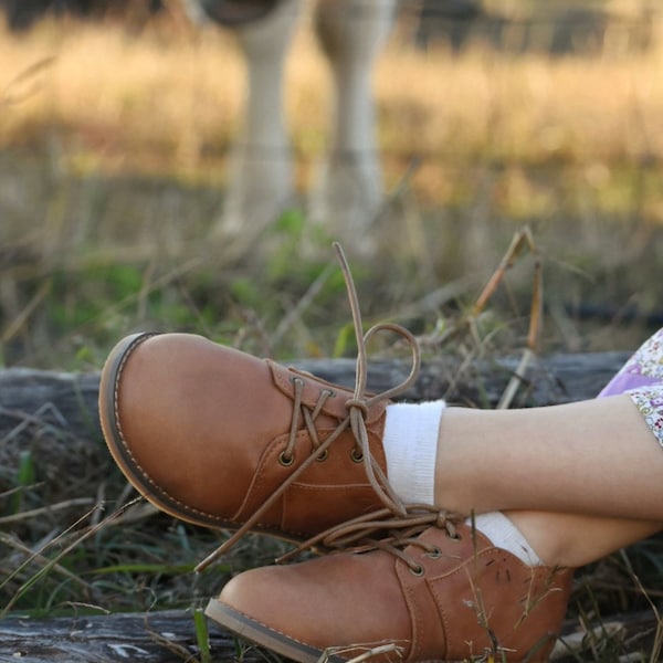 FINLEY || Tan smooth premium leather vintage oxford shoe - Baby | Toddler | Child | Youth