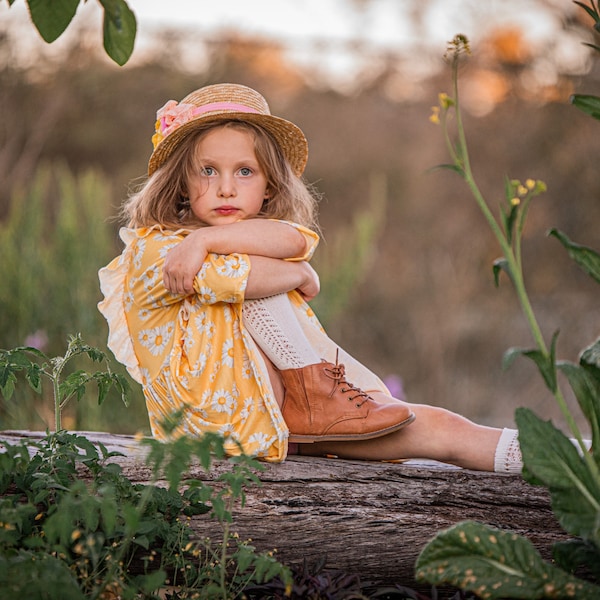 LENNY tan premium wax leather unisex boots - toddler | child | youth sizes