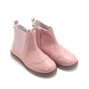 NEW COCO pastel pink patent leather unisex baby / toddler / children's boots with FREE storage bag image 8