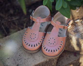 Fleur premium watermelon leather sandal, with FREE storage bag || Toddler || Child || Youth ||