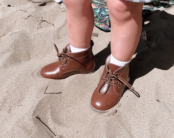 Toddler || Child || Youth || LOGAN vintage chestnut leather unisex boots - with FREE storage bag!