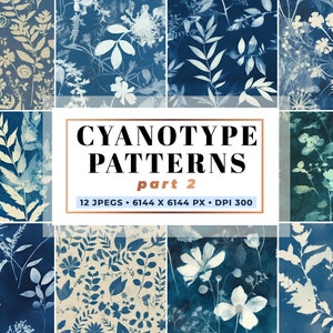 Cyanotype Motif botanique sans couture Bleu Blanc Imprimés botaniques Motifs sans couture chinoiserie vintage Cyanotype Motifs floraux sans couture