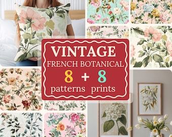 Vintage Botanical Patterns, Vintage Flower Print, Antique Floral Prints, Antique Patterns, Neutral Botanical Prints, Floral Gallery Wall