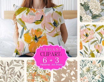 Floral Beige Pattern Botanical Pattern Floral Pattern Watercolor Floral Patterns Neutral Floral Print Floral Seamless Digital Paper