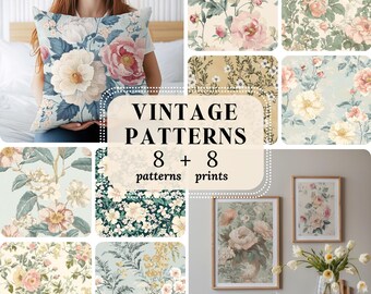 Vintage Botanical Patterns Neutral Flower Print Antique Floral Prints Shabby Chic Floral Pattern Floral Prints Floral Gallery Wall