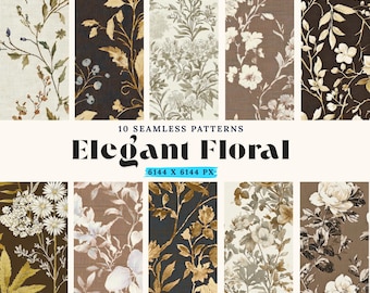 Vintage Floral Patterns Shabby Chic Floral Patterns Neutral Patterns Beige Floral Seamless Pattern French Botanical Pattern Toile de Jouy